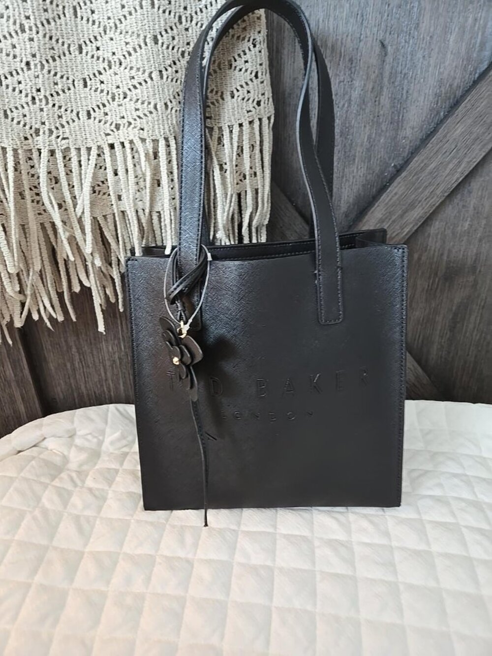 Ted Baker London Black Small Tote/Shopper, Floral Charm, NWT